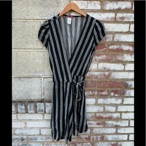 Black & White Striped Tee Wrap Dress